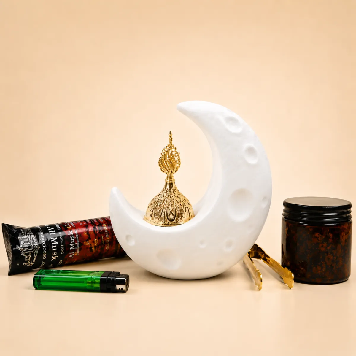 Akrub Moonlight Bakhoor Burner Full Set- White