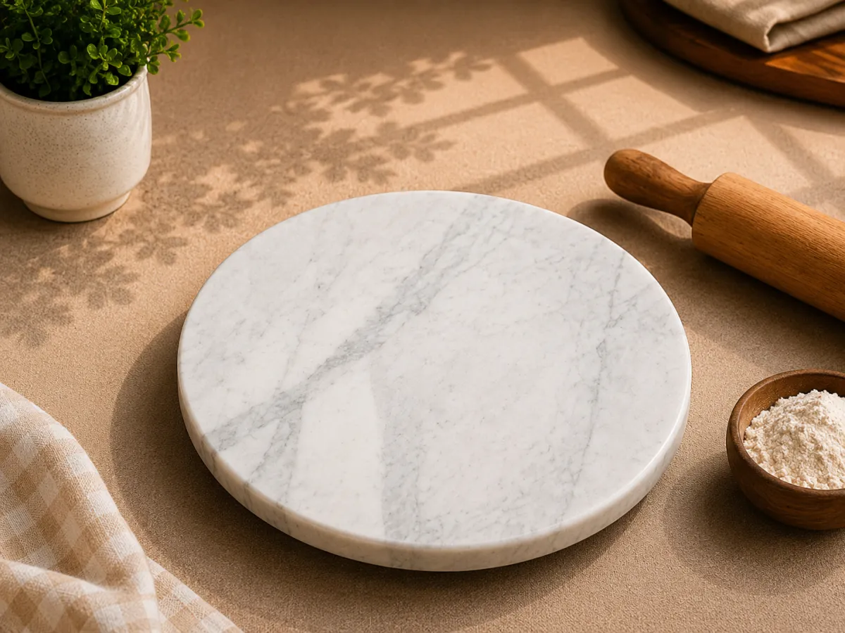 Marble Kitchen Piri/Chakla (White Round )
